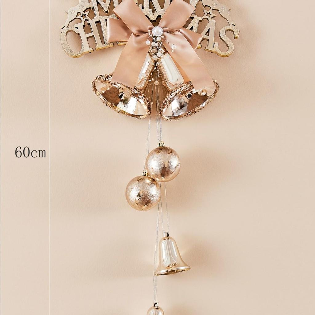 Champagne Gold Christmas Bell Sign Ornament for Tree