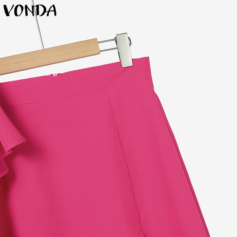 VONDA Summer Sets Women Short Sleeve Ruffled Tops and Mini Skirts Suits Outfits