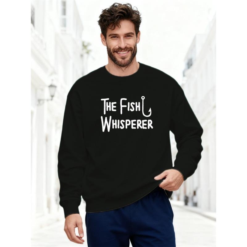 Men's The Fish Whisperer Graphic Casual Crewneck Sweatshirt, Plus Size.