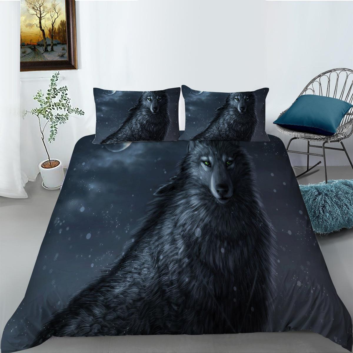 

Shopify Fashion Wolf Series Polyester Bedding Two Three Piece Digital Printing A pair of pillowcases 50 * 75