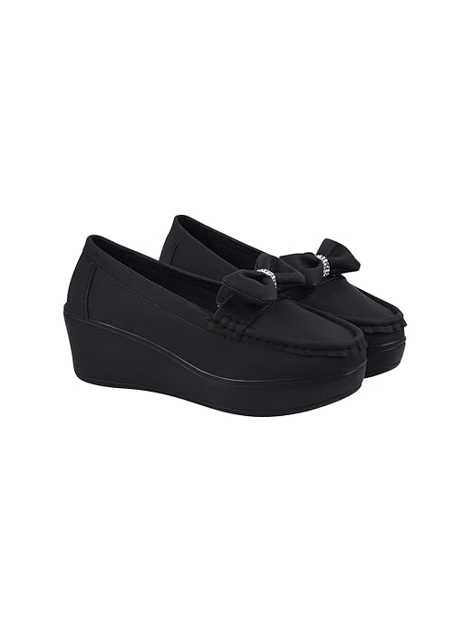 Shoetopia Upper Bow Detailed Loafers for Women & Gilrs Comfortable Office, Party & Casual Footwear