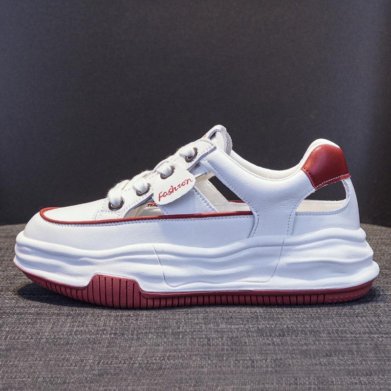 Genuine Leather White Shoes Sports Casual Shoes Thick Bottom Sandals