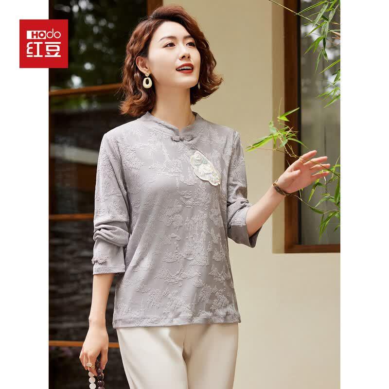 Hodo Women's New Chinese Style Frog Button Long-Sleeve T-Shirt