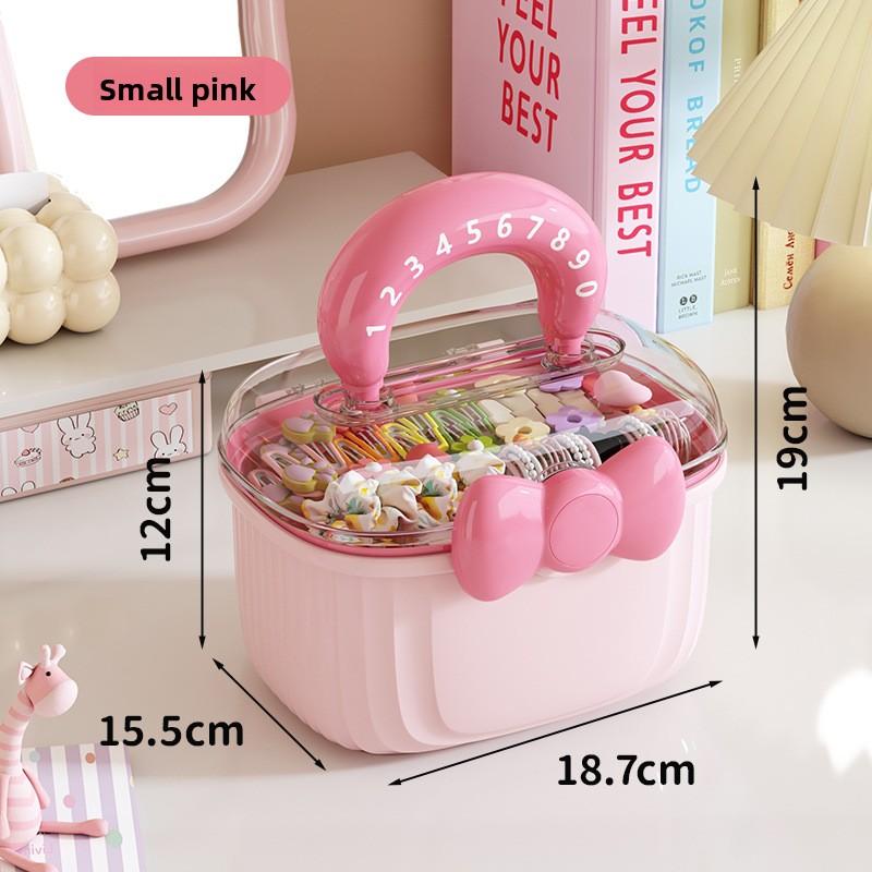 Portable Storage Box with Lid Grid Children's Hair Accessories Desktop Plastic Jewelry Transparent Double-layer Creative Cute Storage Box