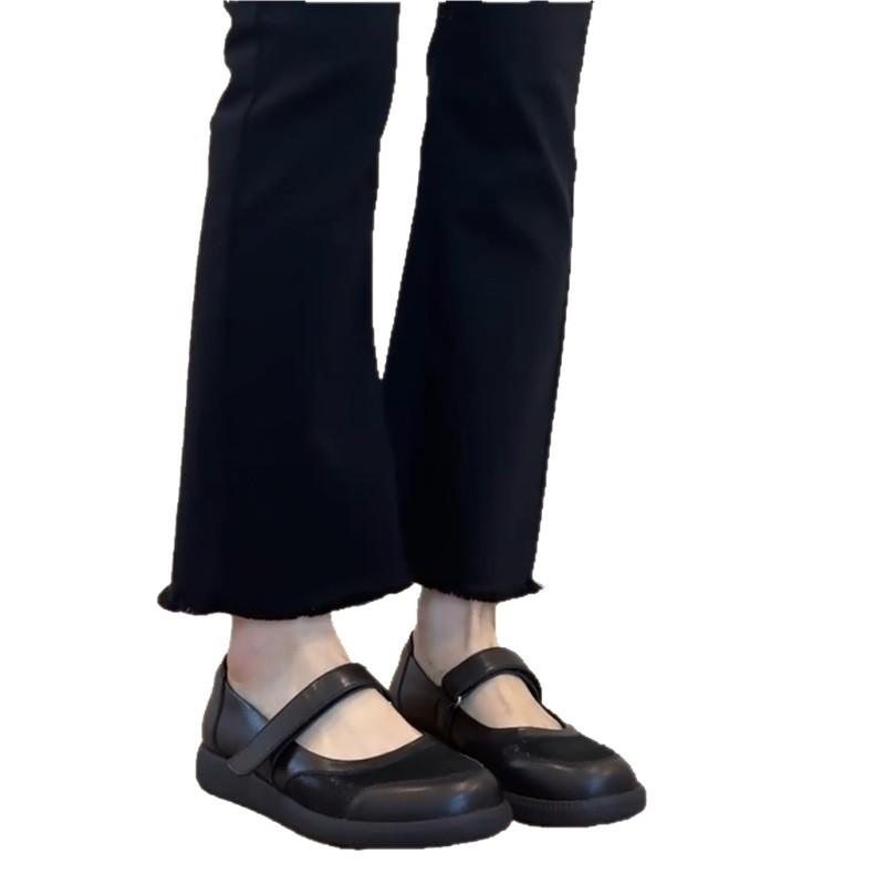 Spot soft leather~ retro black word with Mary Jane shoes women's beautiful commuter round head soft sole flat sole single shoes