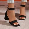 Women Sandals New Summer Fashion Sandals Medium High Heels Outdoor Elegant Wedding Shoes Bridal Plus Size Buckle Strap Sandals