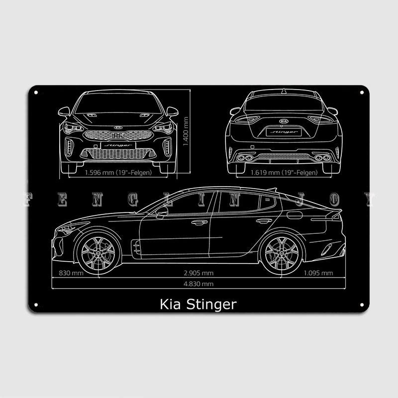 Kia Stinger 2019 Blueprint Metallschild Poster Wand Höhle Pub Garage Druck Wandmalerei Blechschild Poster