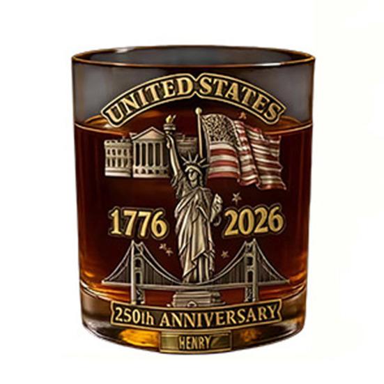 America 250th Anniversary Glass We The People Whiskey Glass Liquor Bourbon Cocktail Glass Patriotic Gift for Father's Day or Veterans