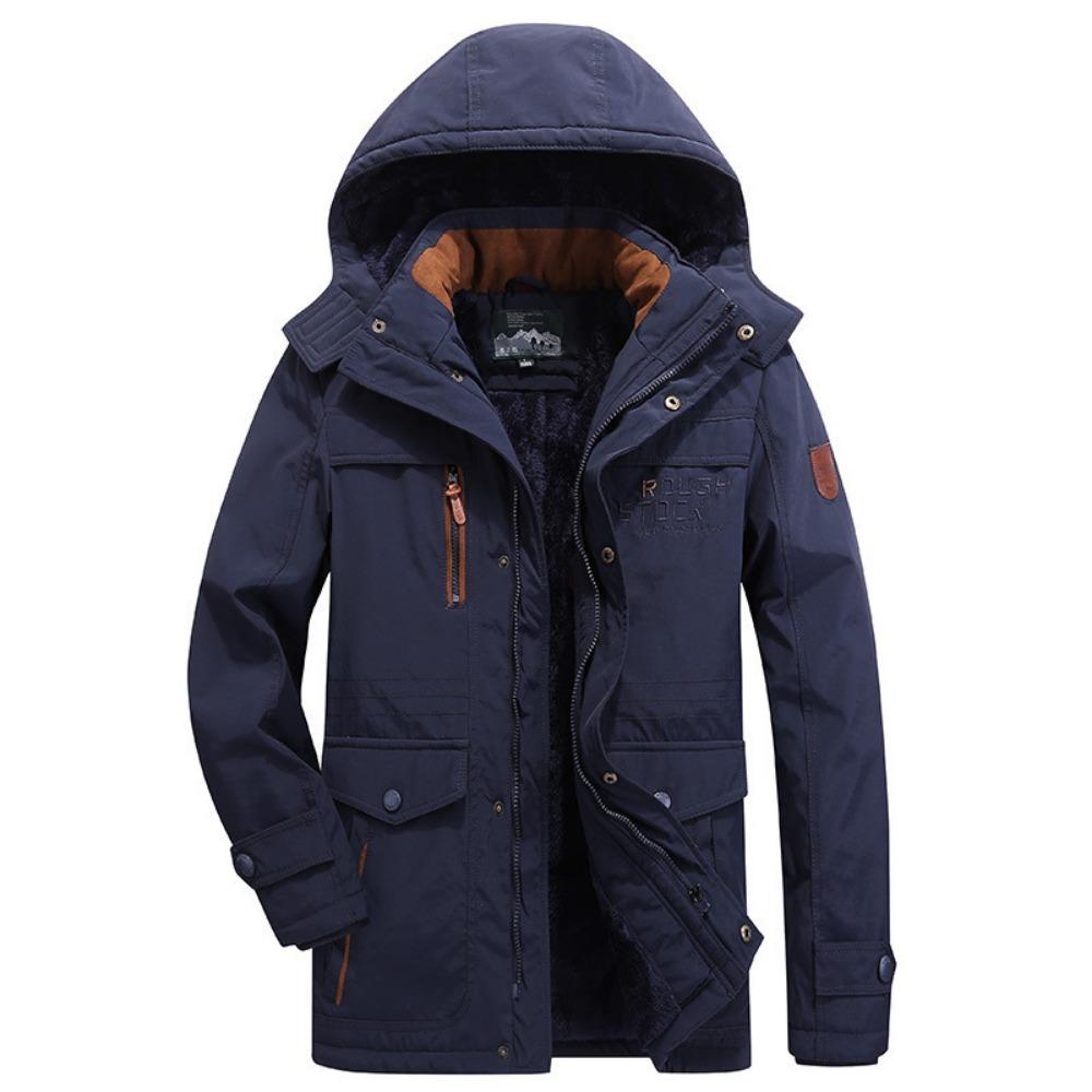 Men's cotton-padded clothes are piled and thickened to keep warm in winter outdoor large cotton-padded jackets.