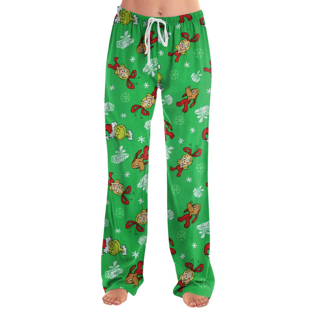 Dámské pyžamové kalhoty na spaní ležérní kalhoty se stahovací šňůrkou v pase pohodlné rovné kalhoty na jógu volné