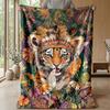 Tiger Spirit Energy Theme Blanket Lightweight Warm Flannel Blanket Decorative Throw Blanket for Home Decoration