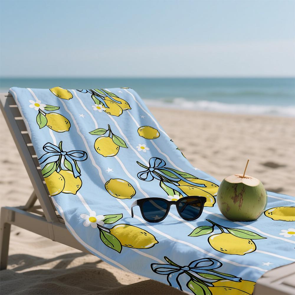 Zitrone & Band Picknick Kompakt Reise Strandtuch Super Saugfähig Sandresistent, Mikrofaser für Schwimmen Camping Yoga