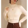 2024 Autumn/Winter Maternity Ruffle Neck Nursing Sweater - Stylish, Warm, Versatile Postpartum Wear