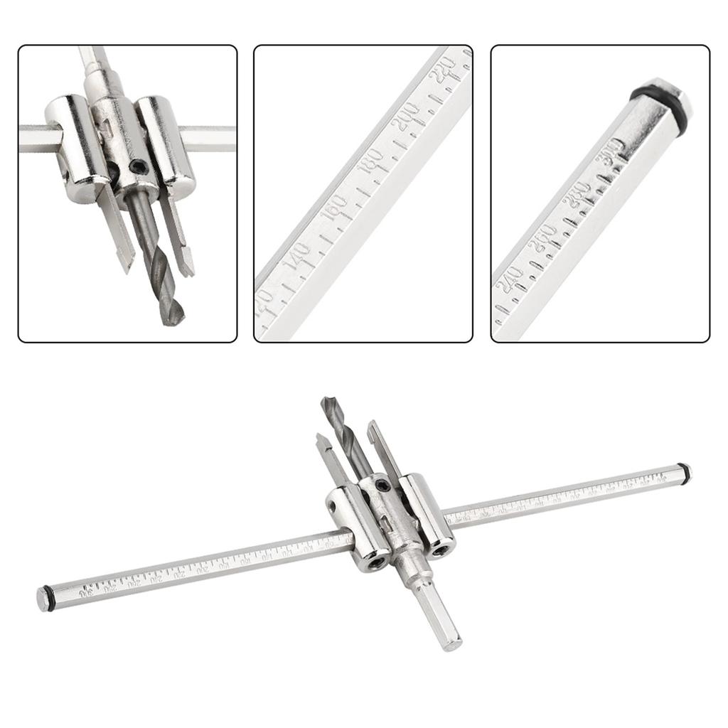 30?300mm Adjustable Silver Circle Hole Saw Drill Bit Set DIY Woodworking Tool