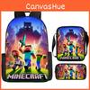 Minecraft Printed Cartoon Backpack Student Schoolbag Shoulder Bag Pencil Bag