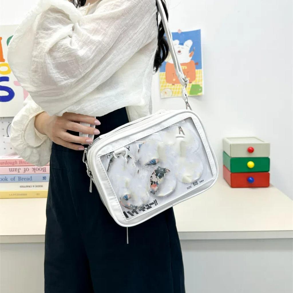 College Style High Aesthetic Transparent ulzzang Ita Bag Cute Girl Large Capacity Shoulder Bag Street Trend Y2K Crossbody Bag