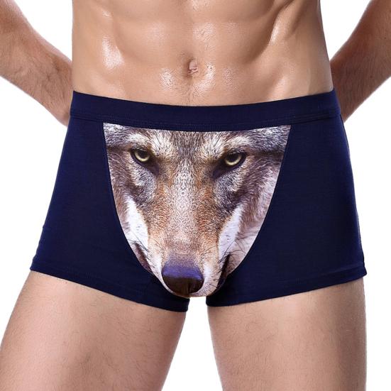 

Men Fashion 3D Wolf Eagle Print U Convex Boxers Briefs Underpants Underwear L Wolf синий