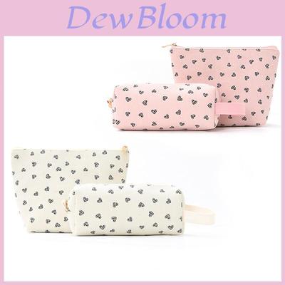 Fluffy Corduroy Makeup Bag With Heart Pattern Large Capacity Travel Organizer For Women And Men
