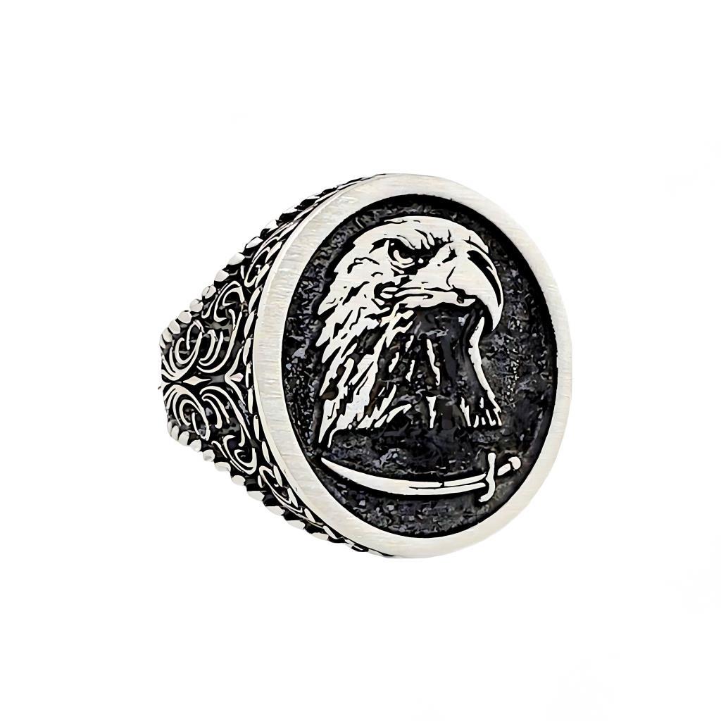 

Серебряное мужское кольцо с головой орла, фигурка 230047485G11Y