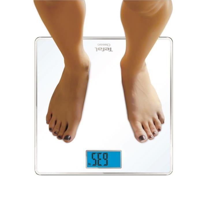 Tefal PP1501V0 Classic Pèse-personne 31 X 31 Cm, Capacité Maxi 160 Kg, Graduation 100 G, Afficheur Rétro-éclairé, Piles Incluses