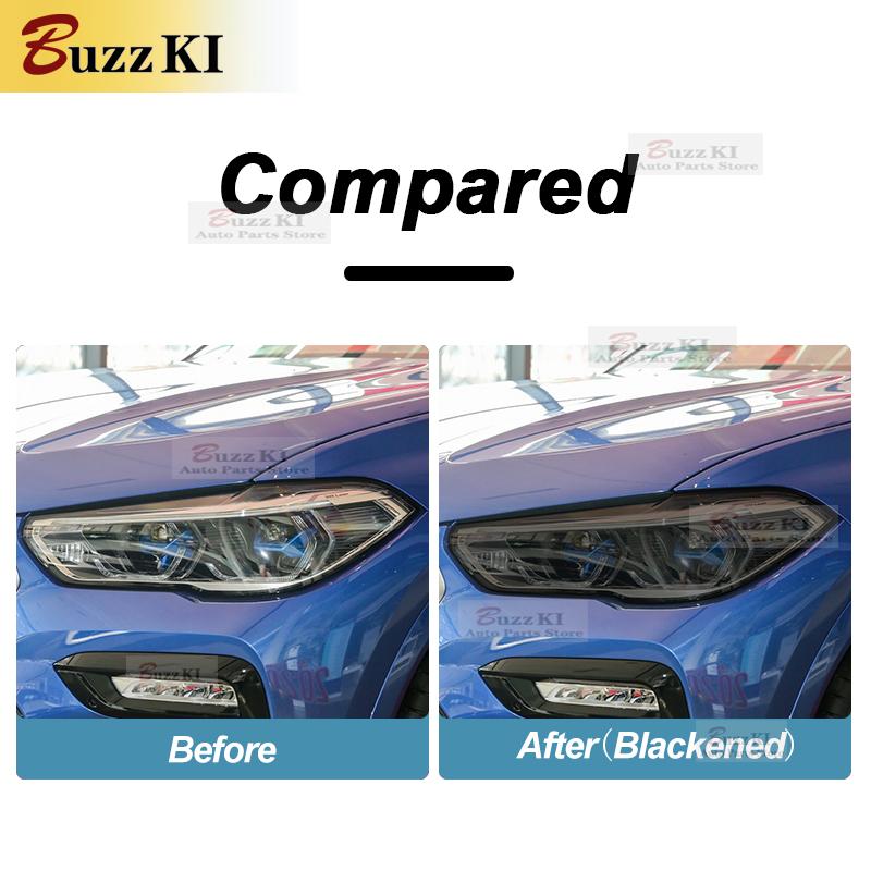 Una coppia 2 pezzi Pellicola Protettiva per Fari Auto Pellicola Auto Nero Affumicato Trasparente TPU Adesivo di Riparazione Per BMW X6 G06 M -