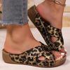Fashion Fashion Leopard Wedges Sandals Women Shiny Crystal Thick Sole Non Slip Slippers Plus Size Comfort Chunky Platform Beach Shoes