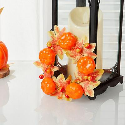 Mini-Kerzenständer-Kranz Seidenblumen Kreativer Kerzenhalter Kränze Halloween-Dekoration Rose/Augapfel/Kürbis Kerzenkranz