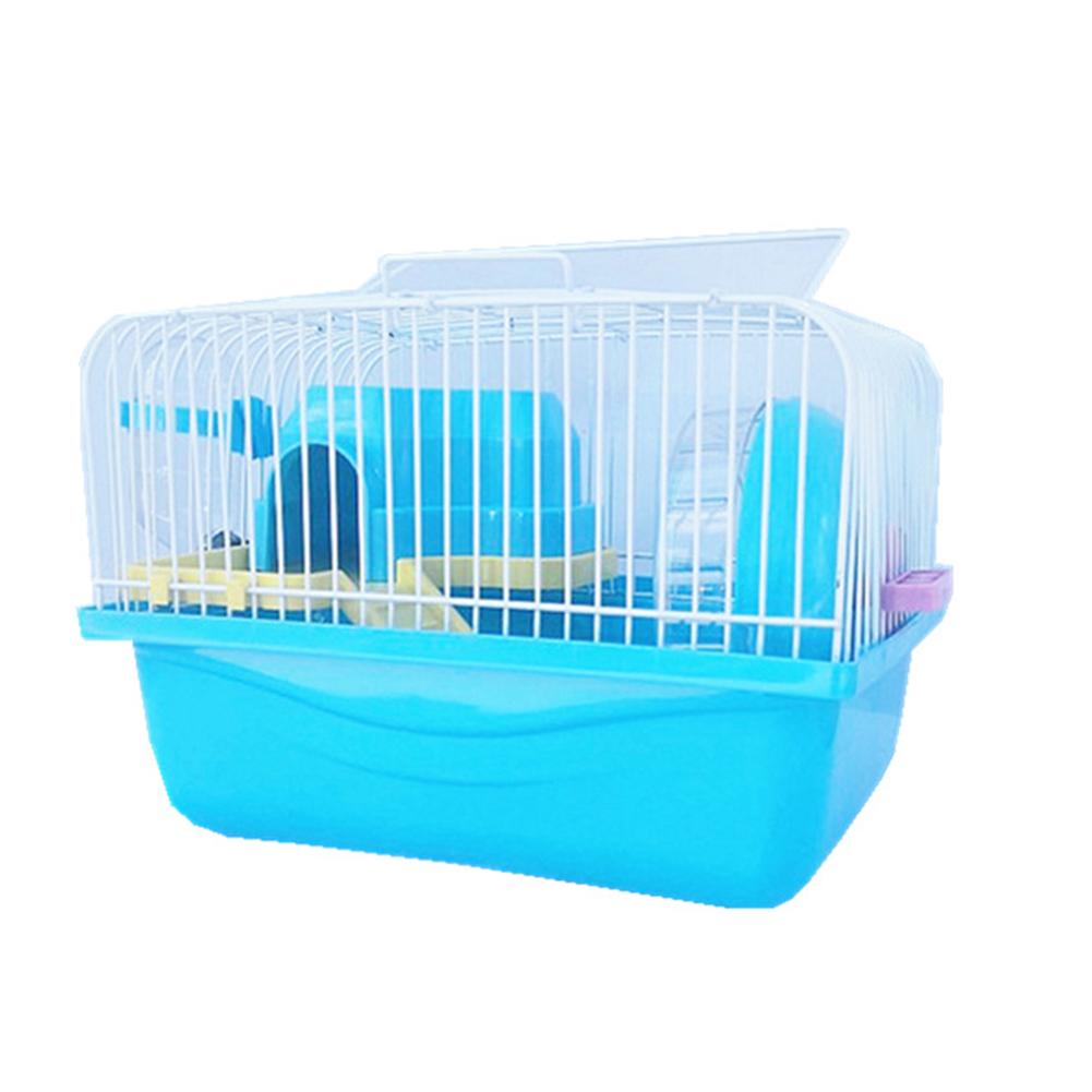 

Double Layer Villa Shape Pet Cage with Running Wheel Feeding Bowl for Hamster blue Color chassis#1