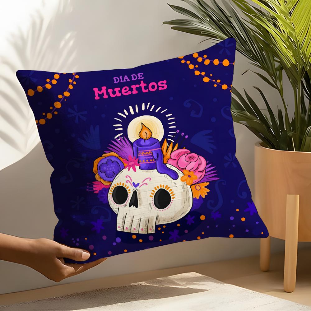 Festival DDia de Muertos  Pillow Case Linen Cushion Covers For Decorative Sofa Home Pillows Case Car Chair Pillows Cases