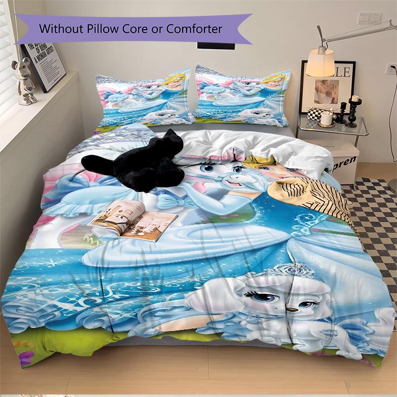 Princesses Magical Pets Print 3Pcs Bedding Setduvet Cover With 2 Bedropillowcase Home Birthday Gift