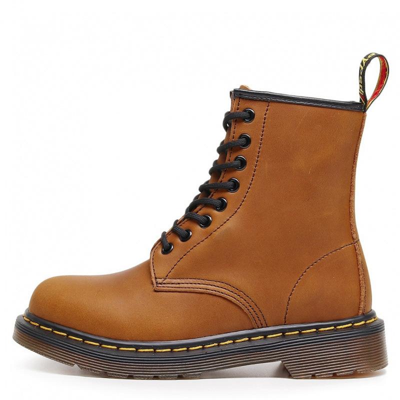 Hohe Crazy Horse Schwarze Motorradstiefel Damen Klassische Retro Kurze Stiefel Herren- und Damen-Lederstiefel