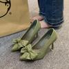Fashion 35-43 Size Plus High Heels for Women 41 New Versatile Slim Heel Temperament Pointed Bow Single Shoes 42 Work Shoes