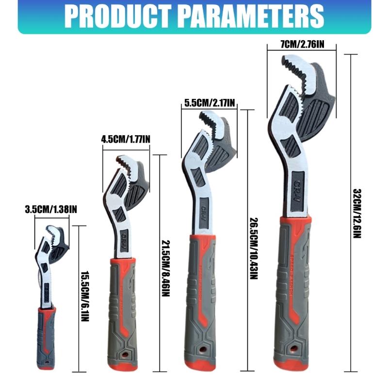 4Pieces Adjustable Auto Locking Wrench Pipe Clamp Wrench With 6/8/10/12Inch Size For Plumbing Mechanical Home Repair