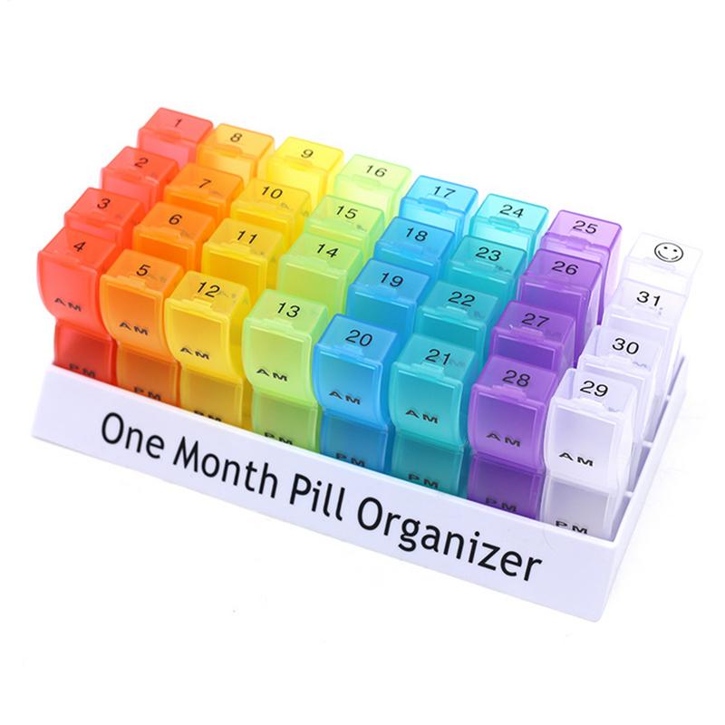Monthly 32 Grids Pill Box Case Container Organizer Travel Pill Case Storage Box Organizer One Month Pill Medicine Container