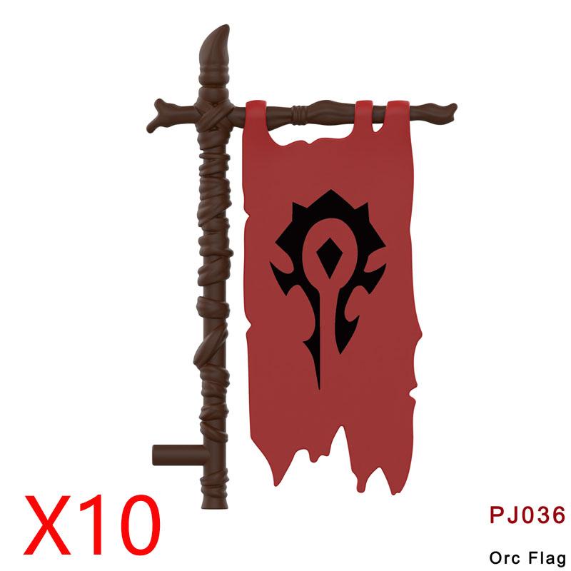 Medieval Accessories Building Blocks Soldiers Weapons Military Flags Mount War Horses Orc Mount Flags Wolf Bricks Kids Toys Gift