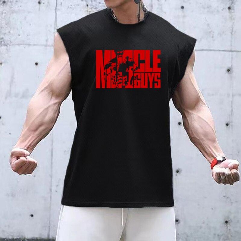 Muscleguys летняя сетчатая впитывающая пот спортивная быстросохнущая жилетка Мужская футболка без рукавов для фитнеса Бег Баскетбол Тренировочные майки M