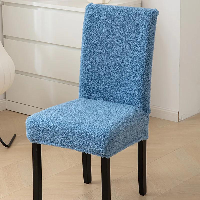 Lamb Wool Thickened Armless Chair Protective Case Luxury Plush Velvet Chair Covers Universal for Dining Room Home Hotel Decor