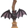 Halloween Broom Bat Figurine Resin Bat with Red Eyes Tabletop Decoration for Indoor Outdoor Home Patio Decor