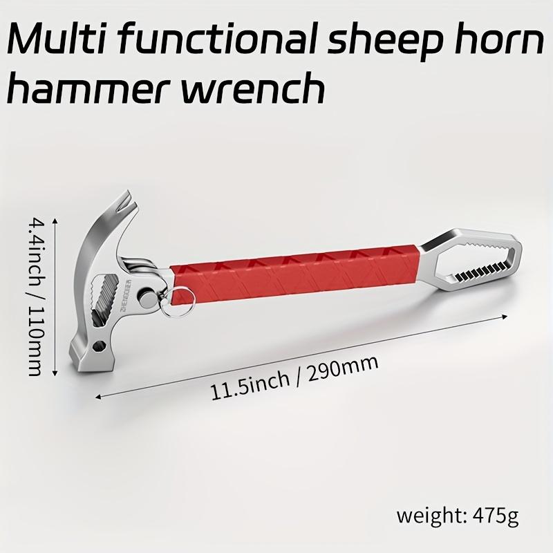 Multi Functional Sheep'S Horn Hammer with Wrench Function - Magnetic Woodworking Hammer, Polished High Carbon Steel, No Assembly Required