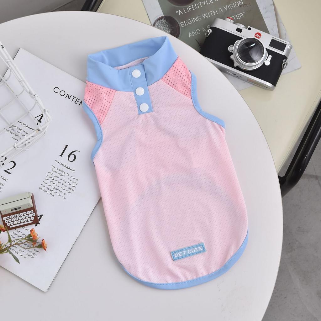Spring and Summer Pet High Neck Cool Vest Cute Contrasting Color Patchwork Clothes Breathable Sunscreen Puppy Clothes