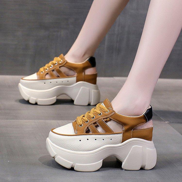 

Hot selling wedge hollow muffin bottom fashion casual shoes fashion sexy super high heel sandals sneakers C1143 35 жовтий