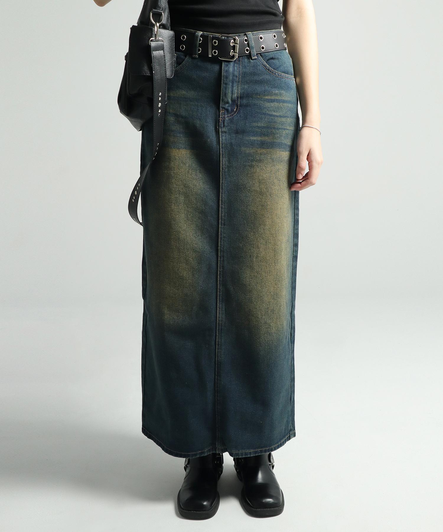 Chix Vintage Washed Denim Maxi Skirt