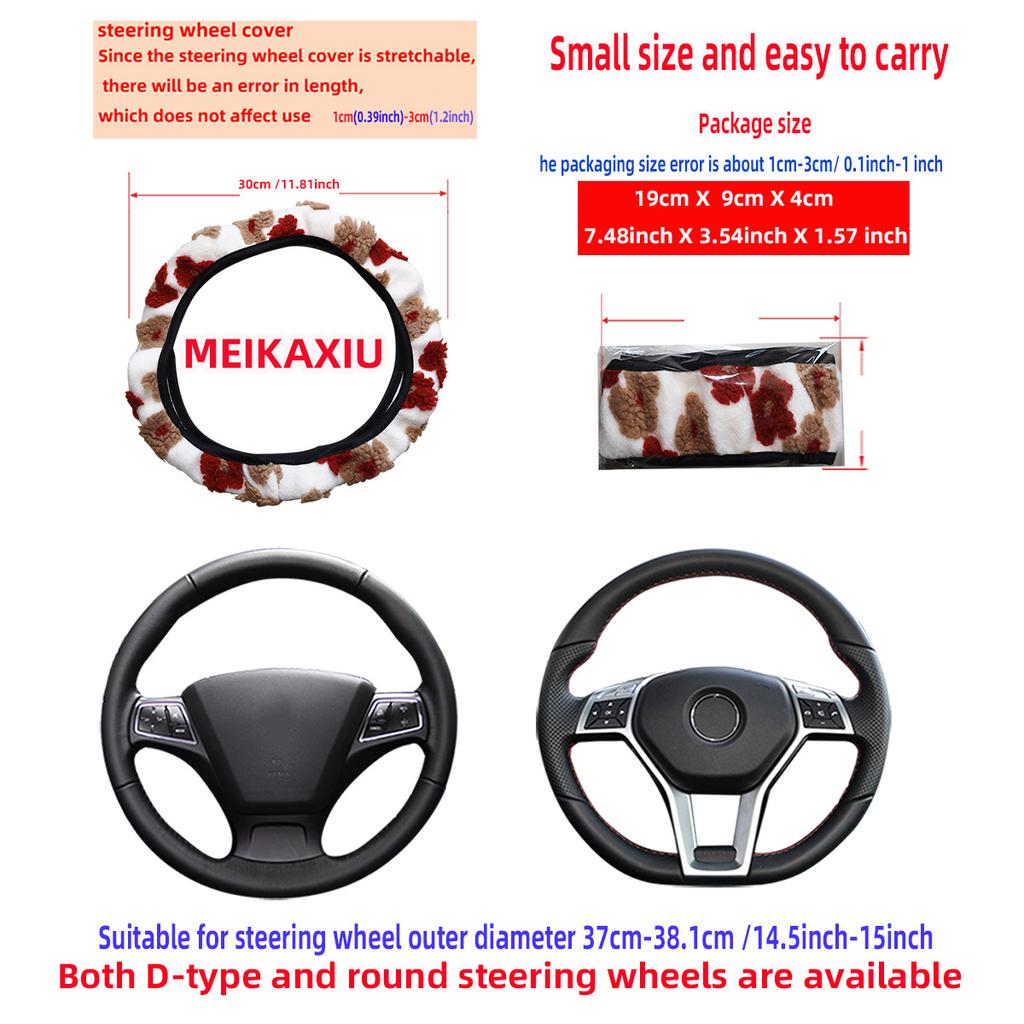 4 Plush Large Flower Hand Warmer Car Without Inner Ring Steering Wheel Cover Shoulder Strap Accessory Armrest Cushion for Women