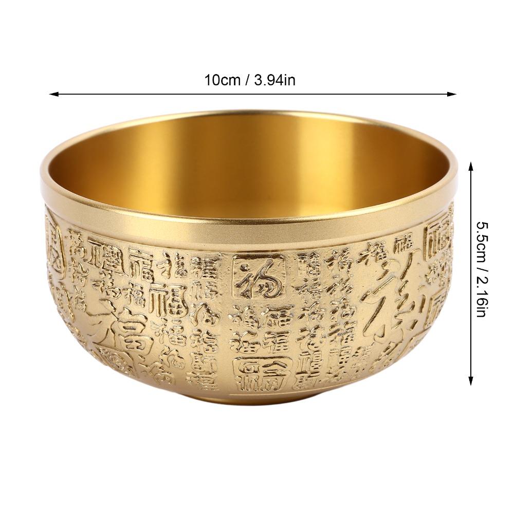 10cm Feng Shui Brass Bowl Hundred Blessings Brass Treasure Bowl Wealth Money Bowl Office Decor