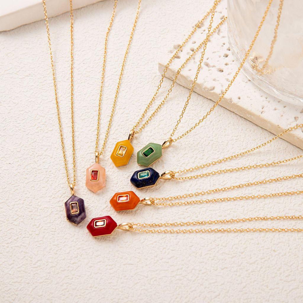 Eco-friendly Natural Stone Hexagonal Energy Necklace for Women