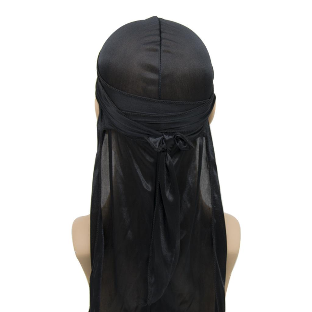 Unisex Adult Long Tail Satin Doo Rag Durag Bandanas Cap Pirate Hat Turban Men Hip Hop Headband Biker Headwrap Women Headwear