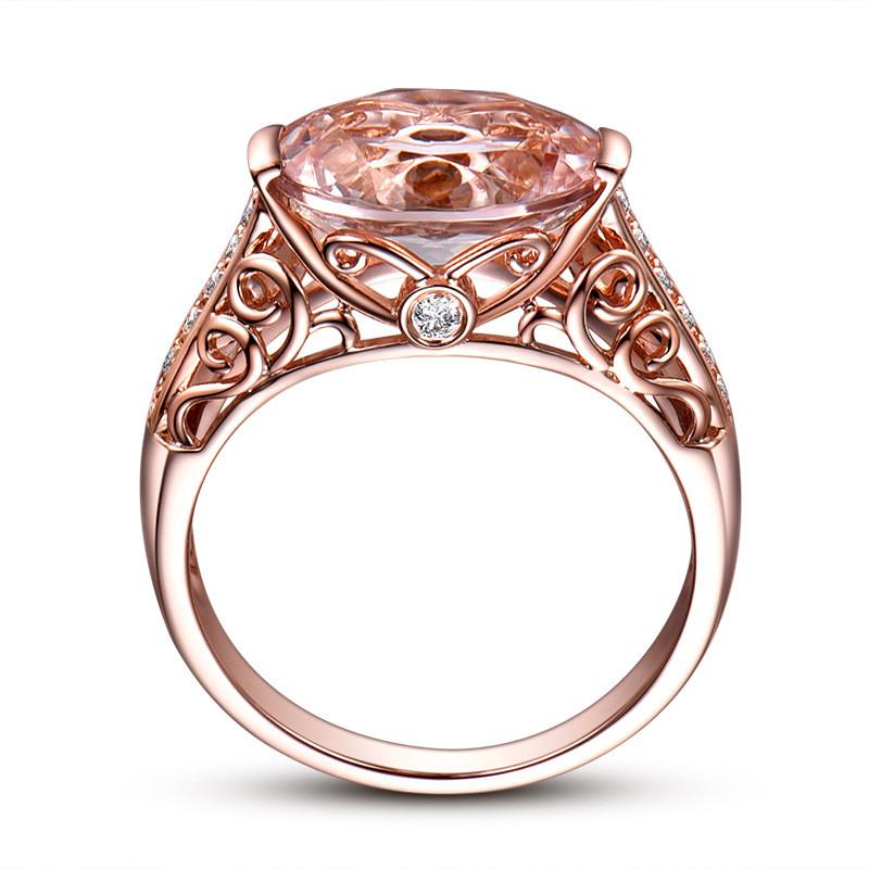 Elegant Rose Gold Color Crystal Flower Wedding Rings For Women Jewelry Accessories