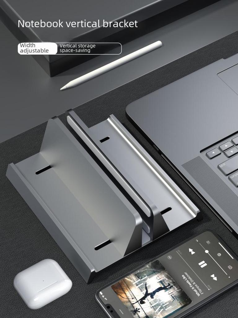 3-in-1 Aluminum Vertical Stand for Laptop, Tablet, and Phone Storage