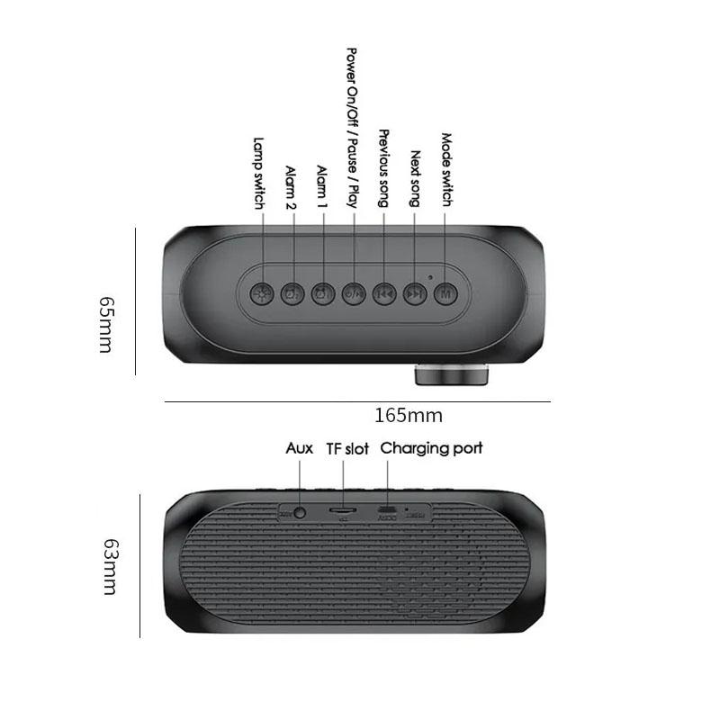 S8 Wireless Bluetooth Speaker Mirror Clock HD Led Multifunction Stereo Speakers Alarm Clock FM Radio TF Card Dual Alarm Clock