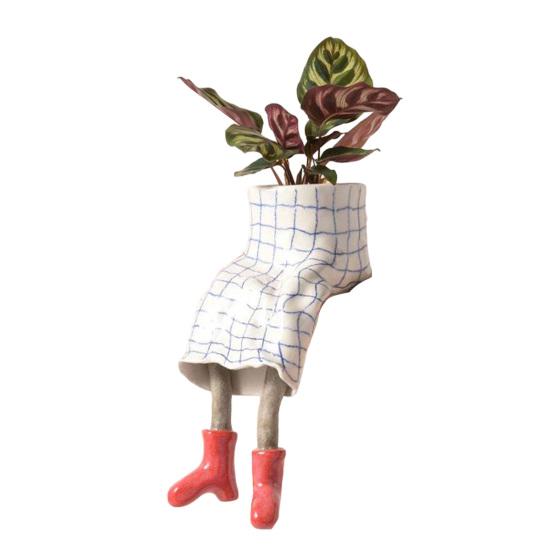 

Flowerpot Lower Body Design Resin Mini Planter Flower Plant Pot Ornament Indoor Outdoor Table Wall Decoration B